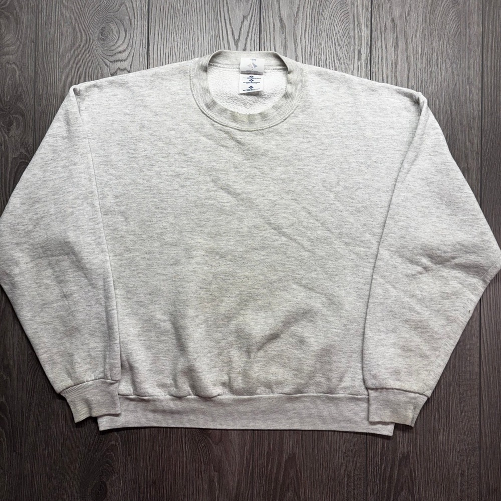 Vintage Jerzees Blank Crewneck Sweatshirt Gray Made in USA Mens Large 90s 7496